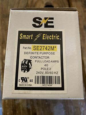 SE2742M DEFINITE PURPOSE CONTACTOR FULL LOAD 40 AMPS 2 POLE  240VOLTS. 50/60HZ